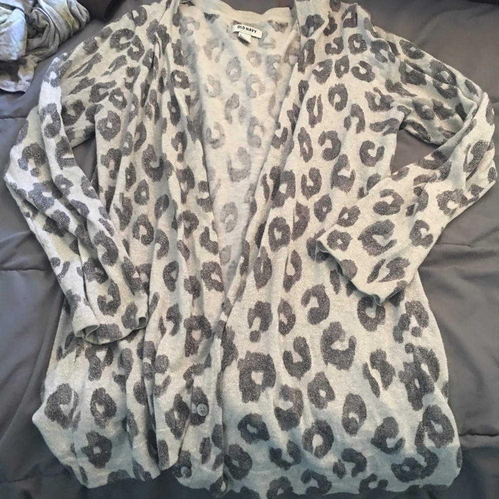 Old Navy blue leopard sparkly sweater